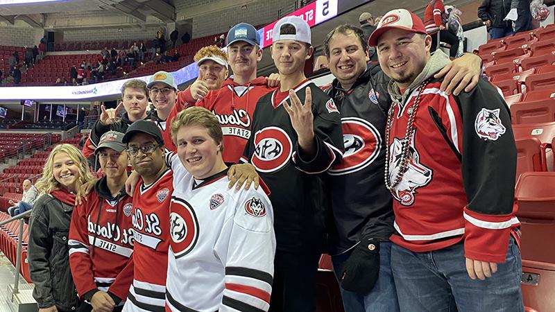 Students at hockey game